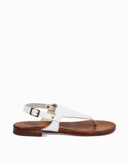 Sandalo infradito da donna in pelle bianco, WHITE