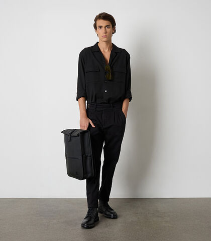 Pantaloni da uomo in tessuto nero, Valerio 1966, 26N9T1990TSNERO42, 001