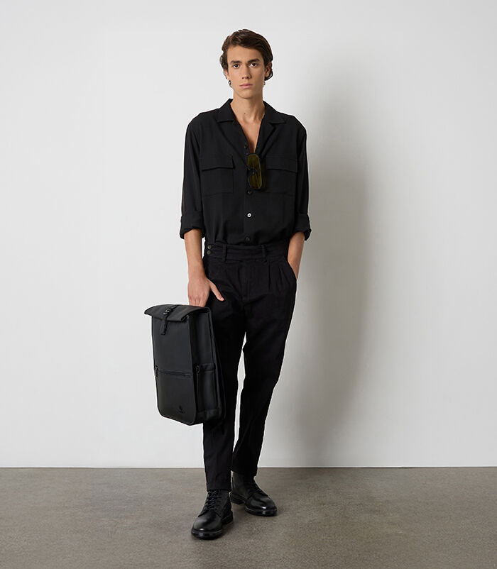 Pantaloni da uomo in tessuto nero, Valerio 1966, 26N9T1990TSNERO46