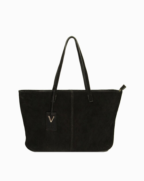 Borsa a spalla basic in camoscio nero, BLACK