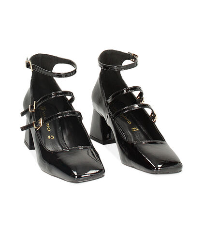 Décolleté nere in naplak, tacco largo 6 cm, Valerio 1966, 2449T1307NPNERO035, 002
