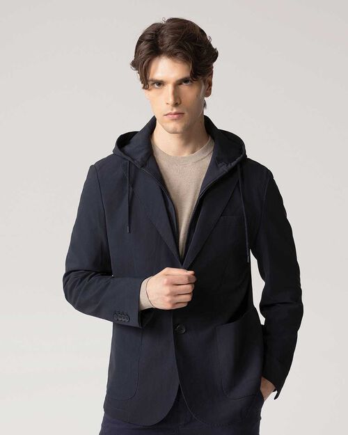 Giacca blu con cappuccio, BLUE