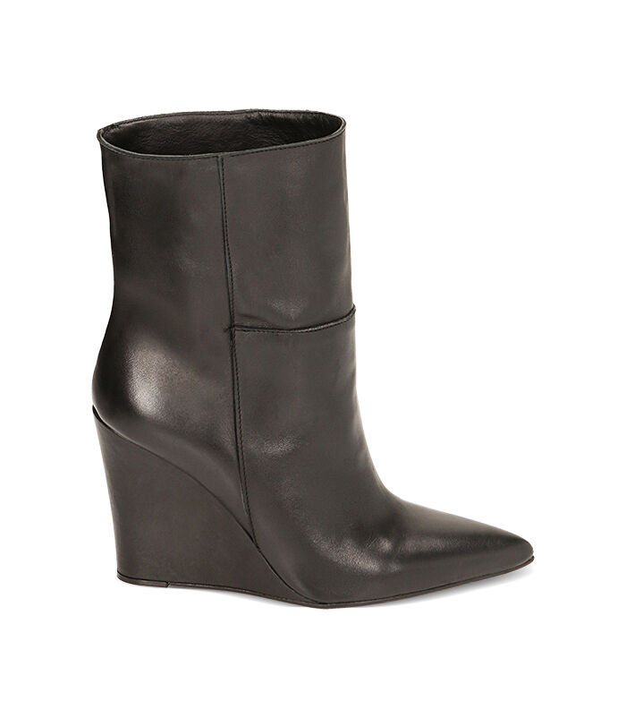 Stivaletti neri in pelle zeppa 9 5 cm