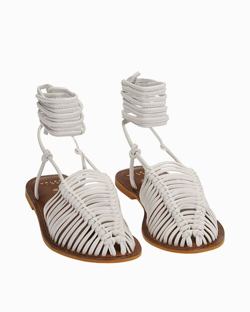 CALZATURA SANDALI BASSI PELLE BIAN, WHITE