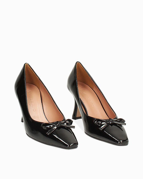 D&eacute;collet&eacute; nere in naplak con fiocco, BLACK