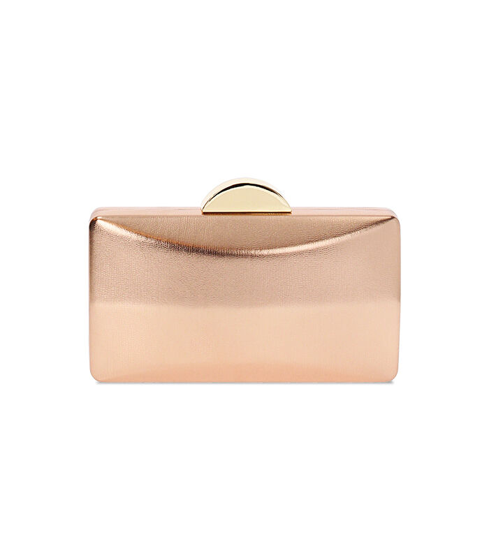Clutch squadrata da donna in laminato rosa-oro, Valerio 1966, 2551T9104LMRAORUNI