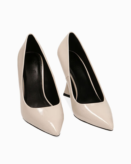 D&eacute;collet&eacute; panna in naplak, tacco 9,5 cm, CREAM