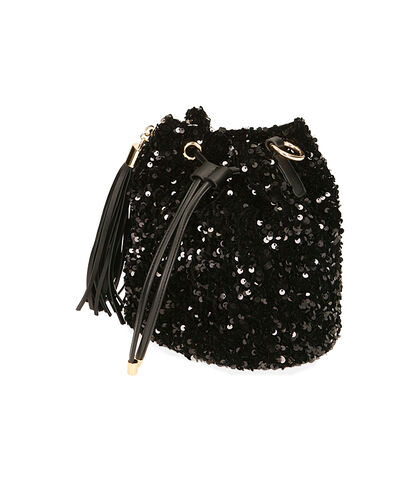 Mini bag nera in paillettes, Valerio 1966, 2023T2028PLNEROUNI, 002