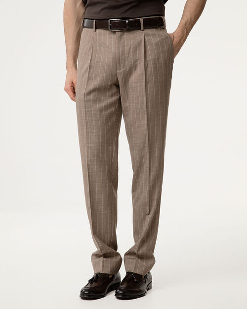 Completo pantalone marrone-beige gessato, MULTI COLOR