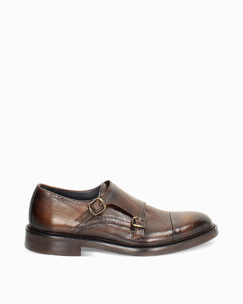 Mocassino moro con doppia fibbia in pelle, DK BROWN