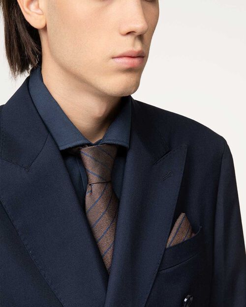 Cravatta marrone a righe diagonali, BROWN