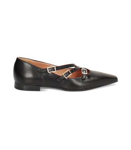 Ballerine nere a punta con fibiette, Valerio 1966, 24M8T0502EPNERO035, 001
