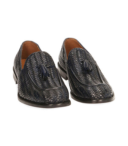 CALZATURA UOMO MOCASSINO PELLE-INTRECCIA, Valerio 1966, 1914T9701PIBLUE039, 002