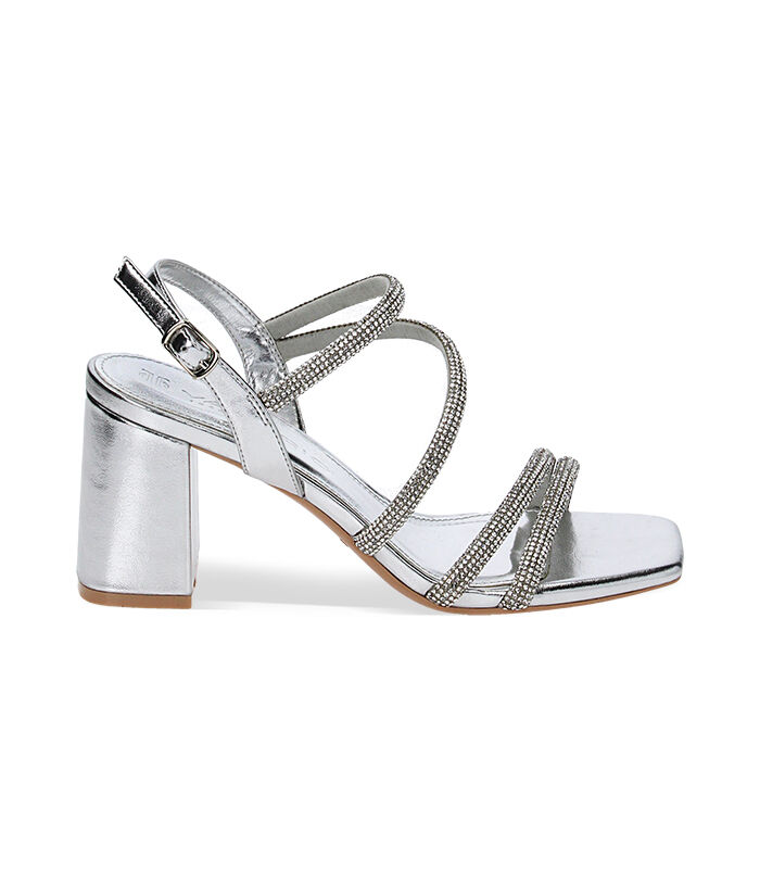 Sandali argento tacco largo store