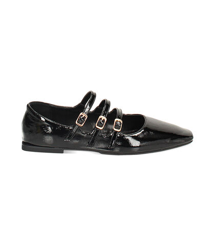 Ballerine multi-cinturino nere in naplak, Valerio 1966, 2449T9505NPNERO035, 001