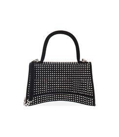 Borsa a tracolla in microfibra nera con pietre argento, Valerio 1966, 2451T6010MPNEARUNI, 001 preview