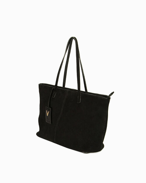 Borsa a spalla basic in camoscio nero, BLACK