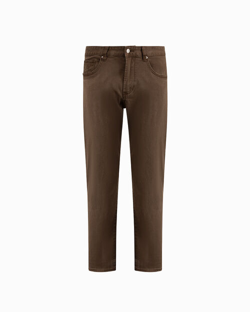 Pantalone in tela jeans marrone, BROWN