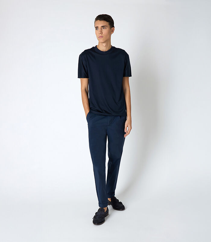 Pantalone da uomo con pinces blu, Valerio 1966, 25N8T5012TSBLUE44