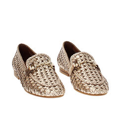 Mocassino da donna in pelle intrecciata oro rosa, Valerio 1966, 2514T7020PIRAOR035, 003 preview