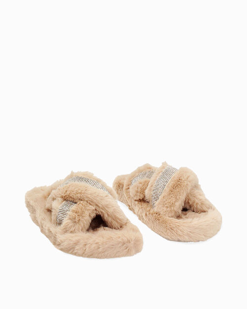 CALZATURA PANTOFOLE FUR BEIG, BEIGE