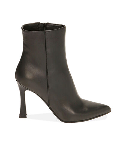Ankle boots neri in pelle, tacco 10 cm , Valerio 1966, 20L6T7011PENERO035, 001
