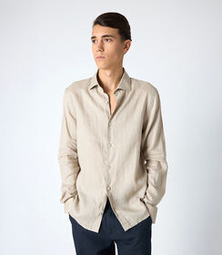 Camicia da uomo in lino beige, Valerio 1966, 25Z3T2302LNBEIG39, 001 preview