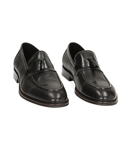 Mocassini neri in pelle, Valerio 1966, 23U6T0864PENERO039, 002