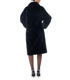 Cappotto nero longuette in pelo sintetico, Valerio 1966, 24B4T1401FUNEROM, 002 preview