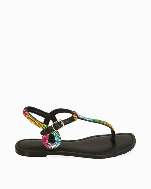 Sandali infradito neri in camoscio , BLACK