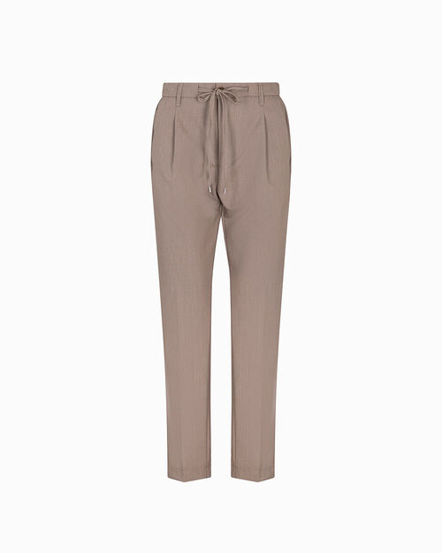 Pantalone taupe con cintura elasticizzata, TAUPE