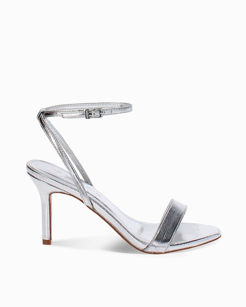 Sandalo donna argento in laminato, SILVER