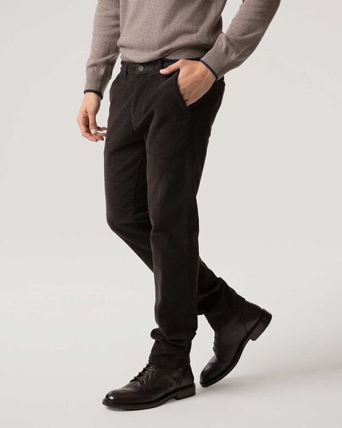 Pantaloni testa di moro in velluto a coste regular fit, DK BROWN