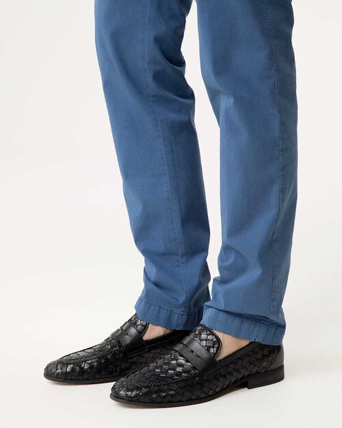 Mocassino nero pelle intrecciata, BLACK