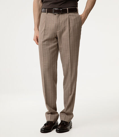 Completo pantalone marrone-beige gessato, Valerio 1966, 2786T1002TSMABE42, 002