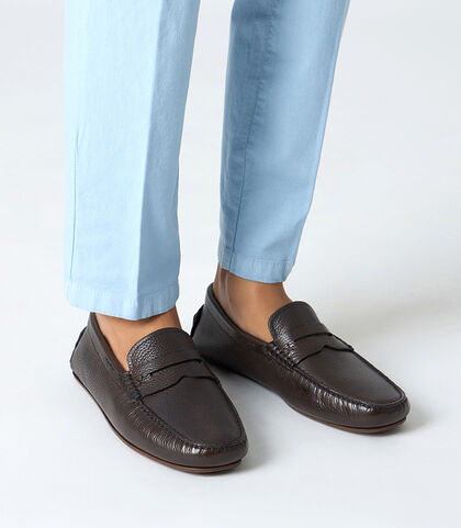 Mocassino da uomo in pelle testa di moro casual, Valerio 1966, 2514T8750PEMORO039, 002