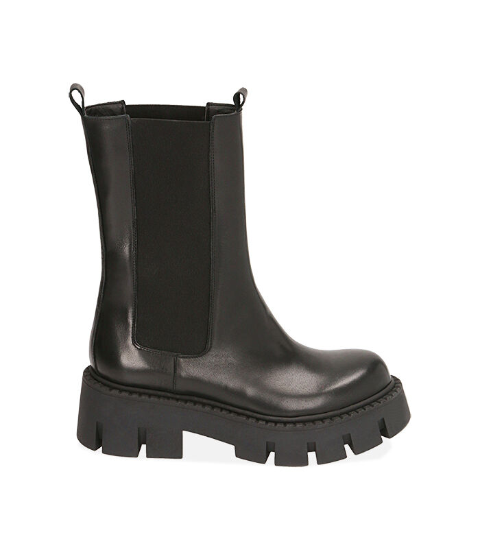 Chelsea boots neri in pelle, tacco 5,5 cm , Valerio 1966, 20A5T2039PENERO035