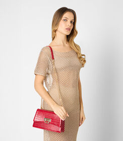 Borsa a tracolla da donna con stampa cocco rossa, Valerio 1966, 2551T6393CCROSSUNI, 002 preview
