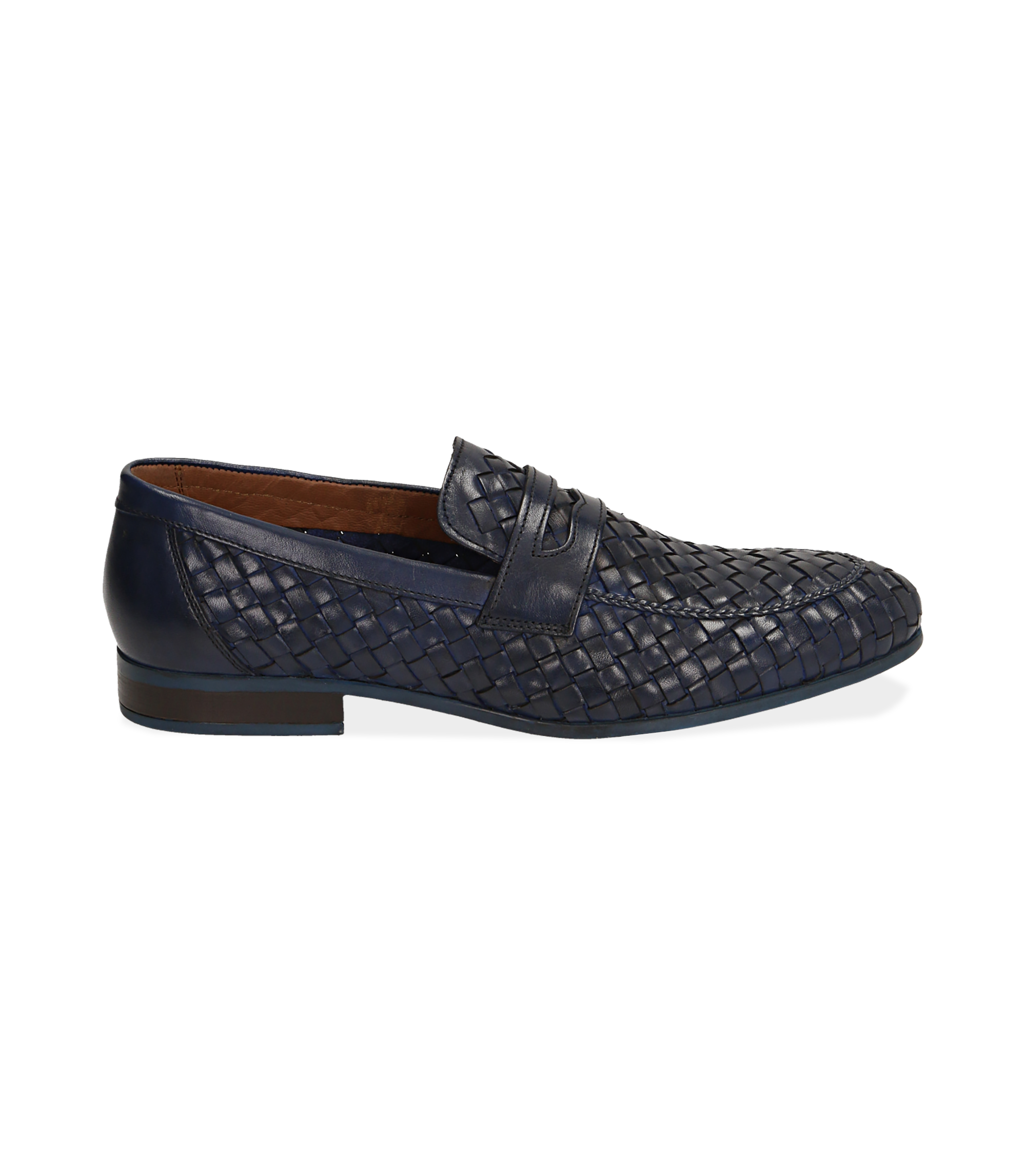 Mocassino uomo intrecciato blu notte made in italy Massimo Melchiorri