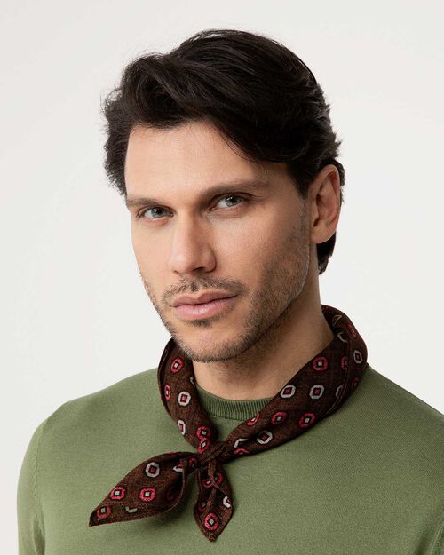 Pashmina marrone geometrica, BROWN