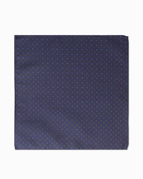Cravatta blu con motivi geometrici arancioni, BLUE