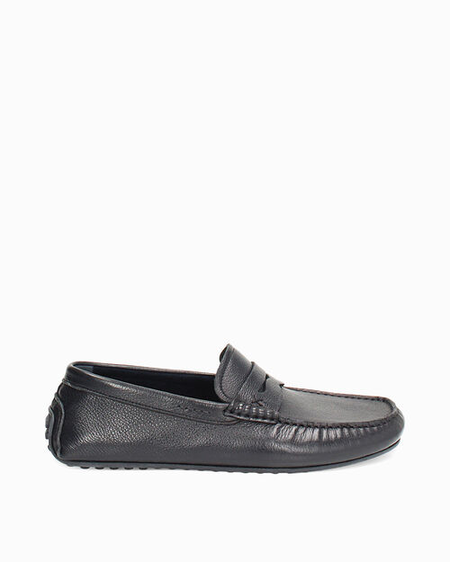 Mocassino da uomo in pelle blu casual, NAVY BLUE