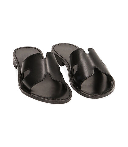 Ciabatte nere in pelle, Valerio 1966, 21B8T4003PENERO035, 002