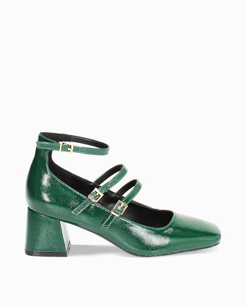 D&eacute;collet&eacute; verdi in naplak, tacco largo 6 cm, GREEN