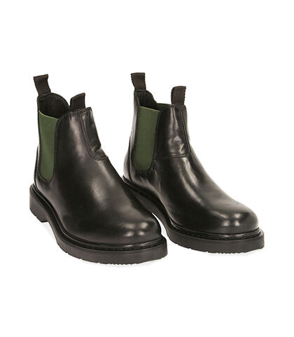 Chelsea boots nero/verde in pelle, Valerio 1966, 1877T6122PENEVE039, 002