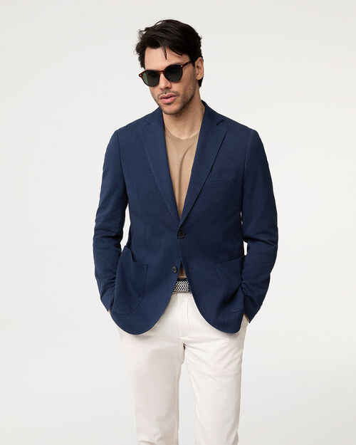 Giacca blu navy con revers classici, NAVY BLUE