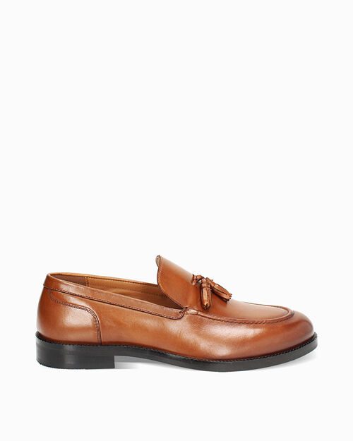 Mocassino da uomo in pelle cognac, COGNAC