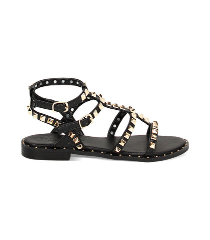 Sandali bassi neri con borchie, Valerio 1966, 2349T8229EPNERO035, 001