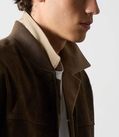 Giubbino da uomo in camoscio marrone, Valerio 1966, 26N7T2016CMMARRI, 002