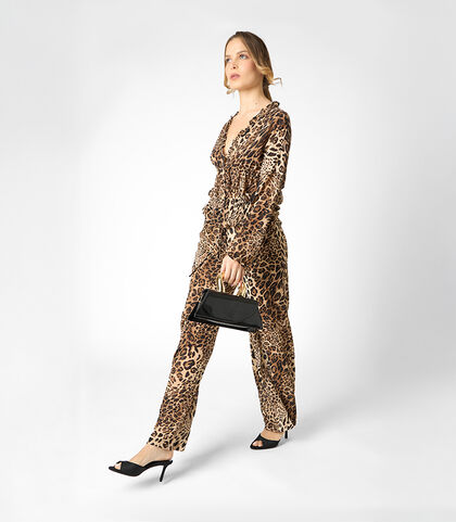 Pantaloni da donna leopard-marrone, Valerio 1966, 25C9T4352TSLEMAI, 001